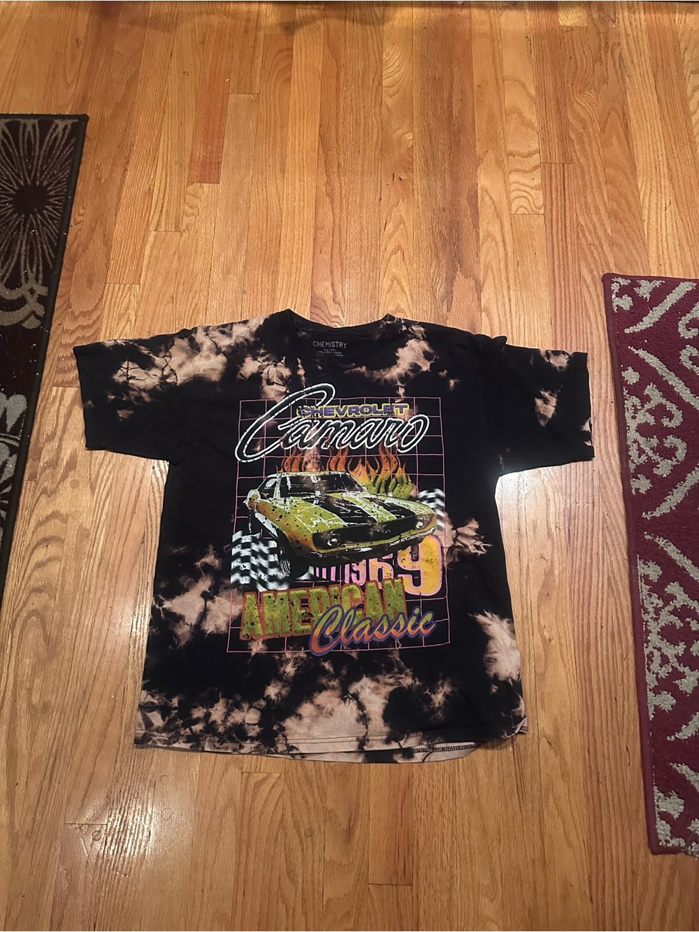 Chevrolet Camaro Chemistry Graphic T-Shirt Large Black Bleached Y2K
